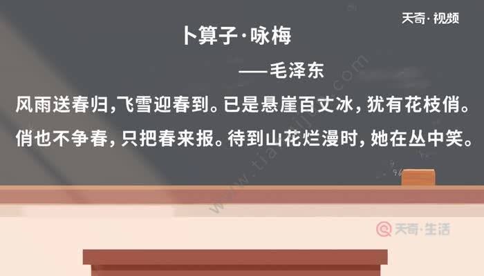 卜算子咏梅毛译文视频 卜算子咏梅毛译文视频