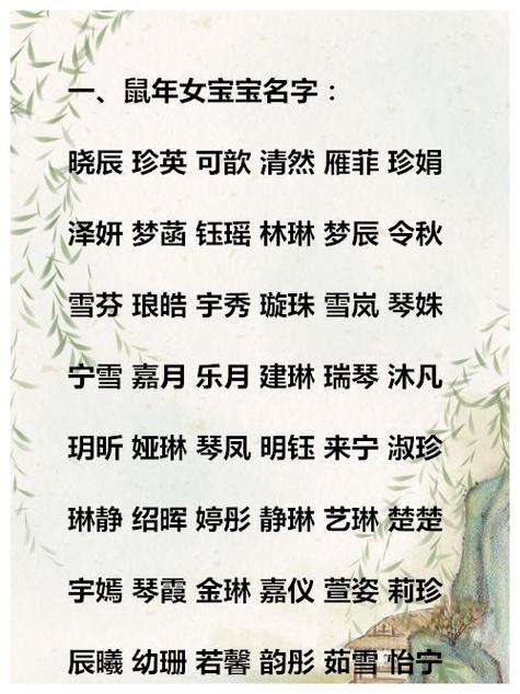 适合属鼠女宝宝名字(适合鼠宝宝女孩的名字)