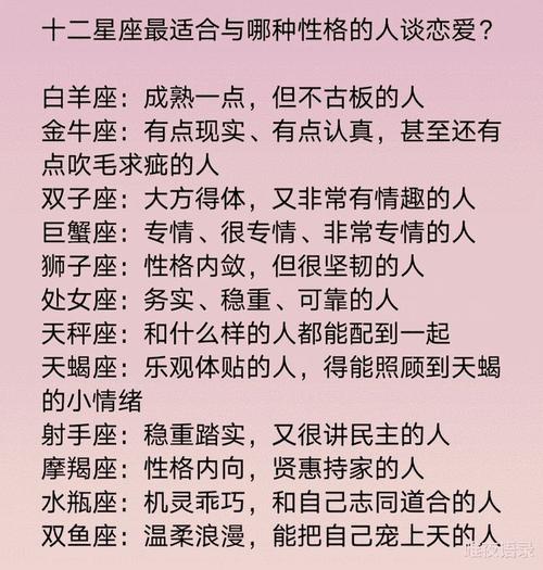 十二星座最适合与哪种性格的人谈恋爱,十二星座男给自己女朋友的备注